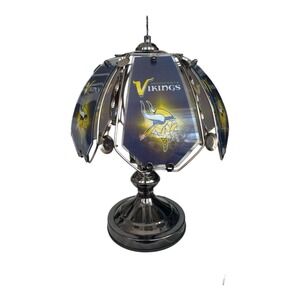 Rare Collectible Minnesota Vikings NFL Art Glass Lamp Man Women Cave Decor 14"